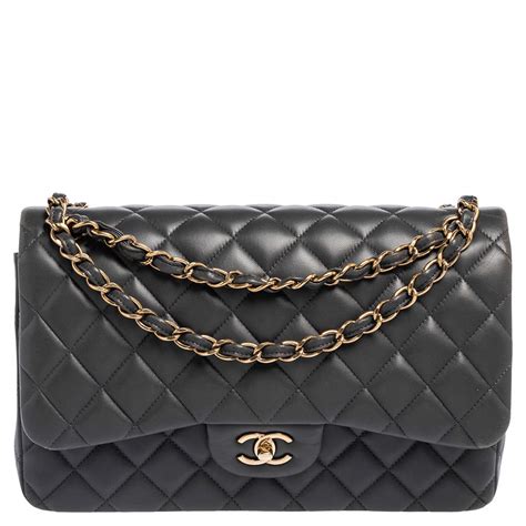 chanel dark grey|gray chanel bag.